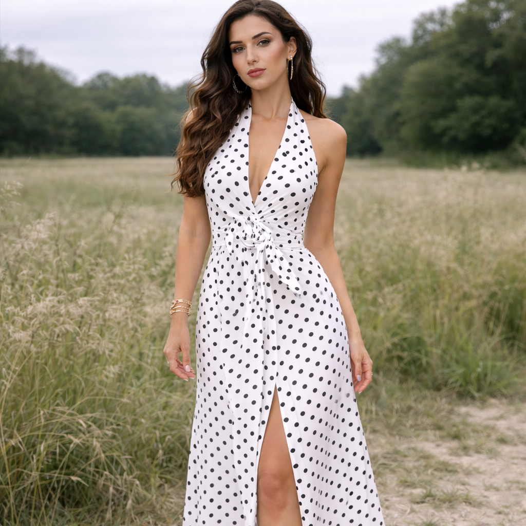 Polka Dot Dress | Feminine Design | Long Length