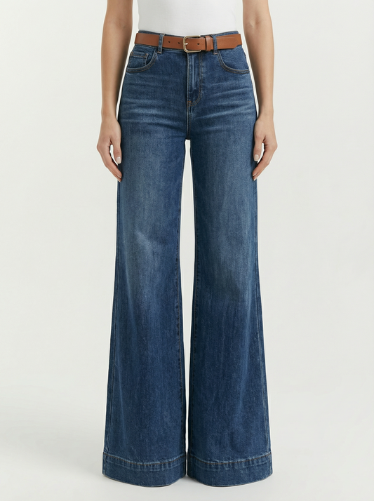 Women’s Modern Wide Leg Denim Jeans with Elevated Waist