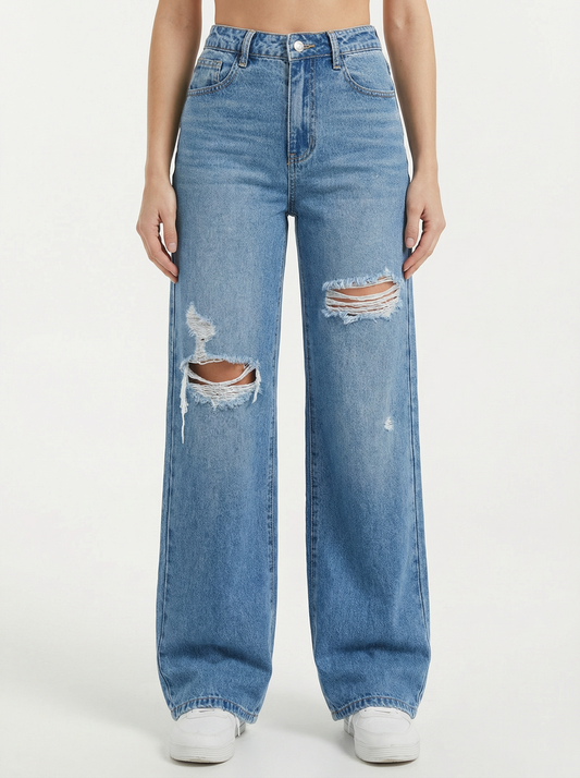 Women’s Light Wash High Waist Ripped Jeans